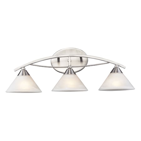 Elk Lighting Elysburg 3-Light Vanity Lamp in Satin Nickel with White Swirl Glass 7632/3
